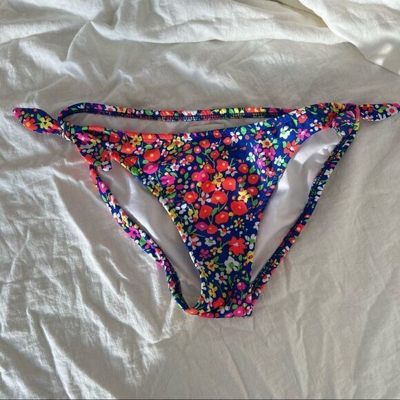 Shoshanna Bright Ditsy Floral Faux Tie Side Bikini Bottoms Size Medium - Picture 9 of 9